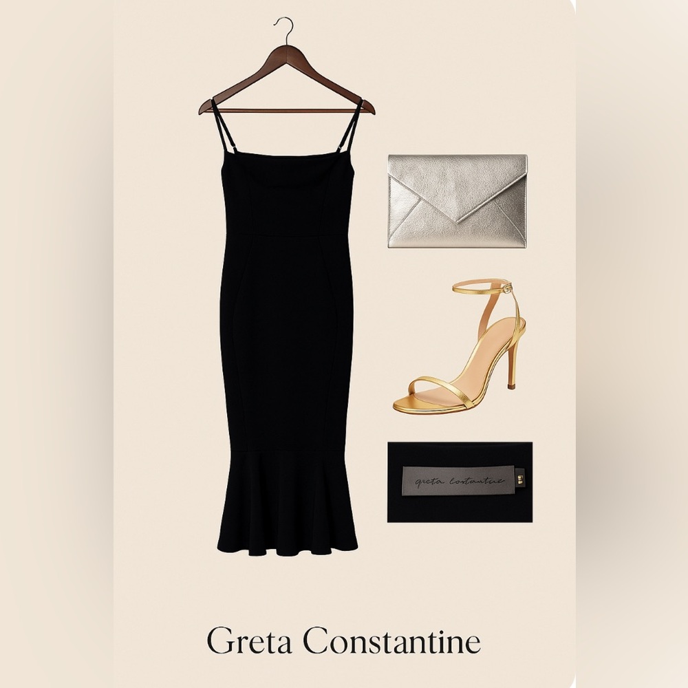 Greta Constantine Formal Black “Timothy” Ruffle Hem Dress - size small - Picture 8 of 8